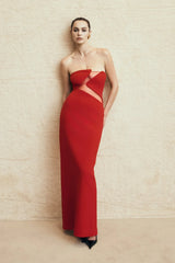 Lianne Strapless Maxi Dress - Red