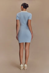 Seema Contrast Mini Dress - Light Blue/White
