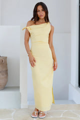 Arctic Allure Linen Maxi Dress Lemon