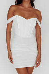 Santana Off-Shoulder Corset Mini Dress Ivory