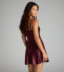 Twinkle Season Glitter Satin Skater Dress