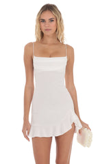 Unpredictable Layered Ruffle Neckline Mini Dress Butter