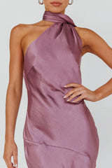 Italian Summer Tie Neck Midi Dress Grape