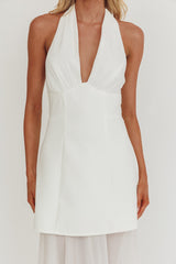 Opulent Halterneck Layered Maxi Dress White