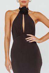 Simha Rose Halterneck Midi Dress Black