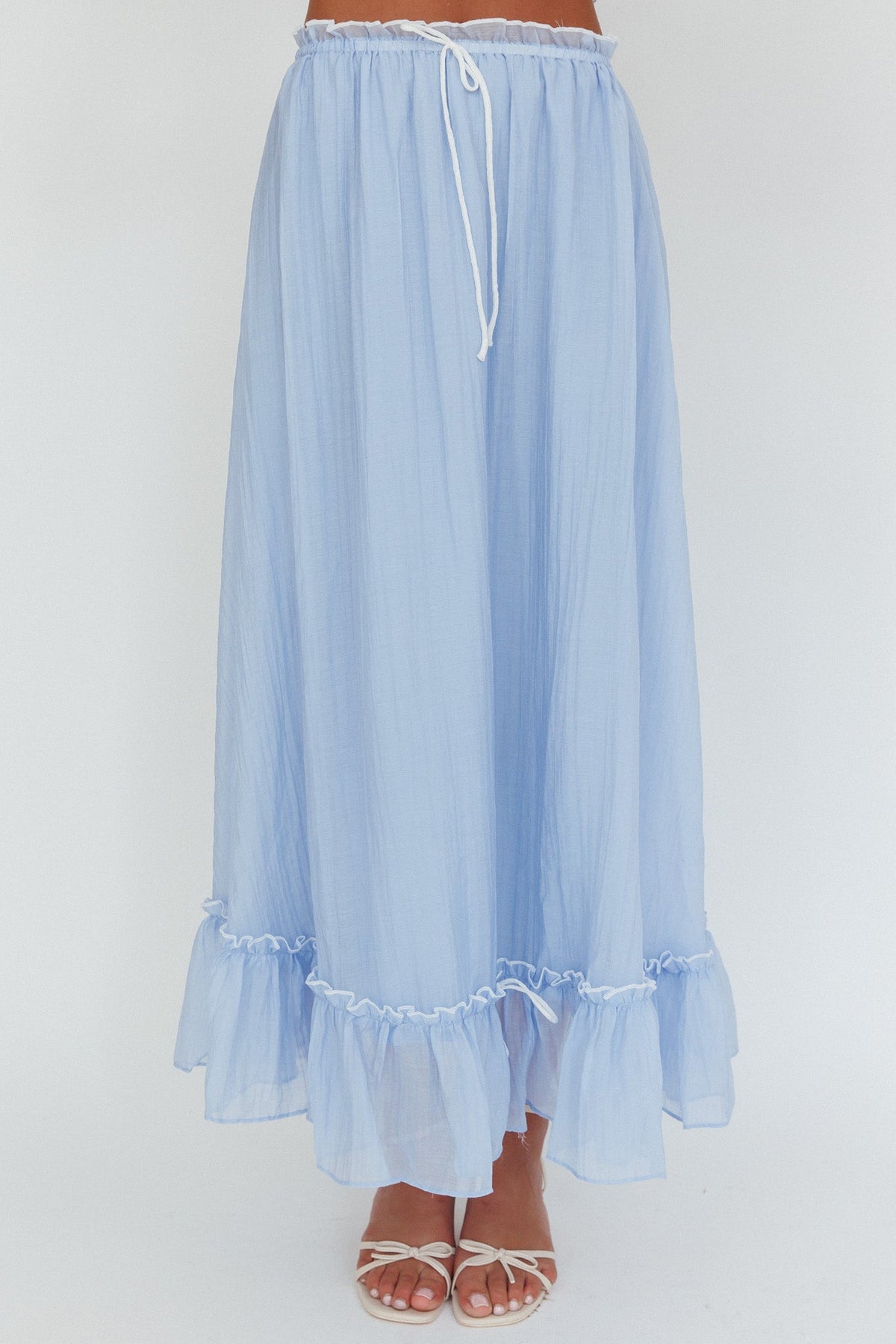 Maidens Tie Detail Overlock Maxi Skirt Cloud Blue