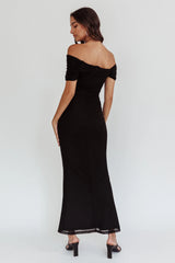 Aqaba Off-Shoulder Mesh Maxi Dress Black