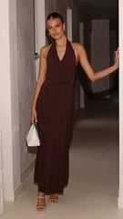 Verje Halter Maxi Dress - Brown