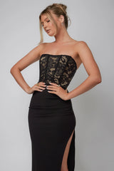 Maravilla Lace Bodice Maxi Dress Black/Nude