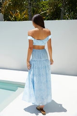Lemon Blossom Maxi Dress Blue