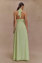 Malakhai Chiffon Halter Maxi Dress - Pastel Green