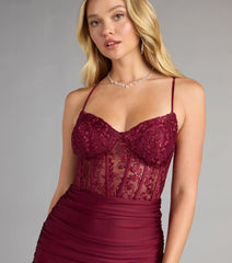 Masie Lace Corset Lace-Up Mini Dress