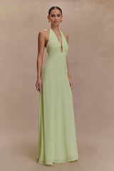 Malakhai Chiffon Halter Maxi Dress - Pastel Green