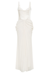 Leila Satin Corset Maxi Dress - Ivory