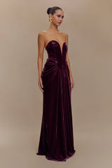 Paige Strapless Velvet Maxi Dress - Plum