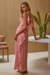 Soul Fires Ruffle Back Maxi Dress Guava