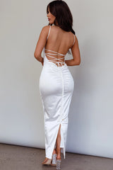 Seraya Lace-Up Back Dress White