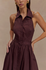 Cindy Collared Midi Dress - Chocolate
