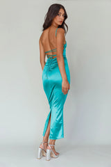 Seraya Lace-Up Back Dress Green