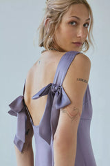 UO Bri Double Bow Satin Mini Dress