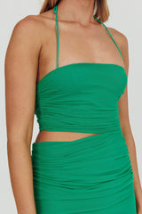 Somebody Cut-Out Halter Neck Midi Dress Green