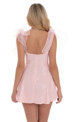 Sequin Shoulder Ties Dress in Pink