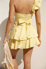 Ruffled Out Mini Dress Yellow