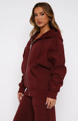 Everything You Want Zip Front Hoodie Merlot