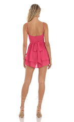 Dotted Ruffle Romper in Pink