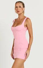 Aretha Mini Dress Corset Panel Dress in Pink
