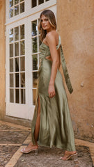 Halle One Shoulder Maxi Dress - Olive
