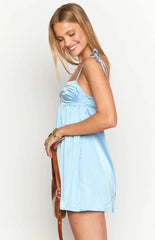 Sammie Blue Satin Mini Dress