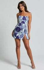 Brailey Mini Dress Strapless Dress in Wisteria