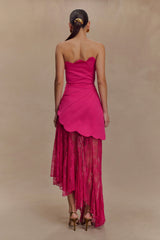 Aleena Satin And Lace Maxi Dress - Dragonfruit