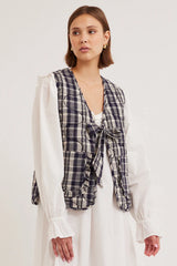 arte tie gilet - navy check