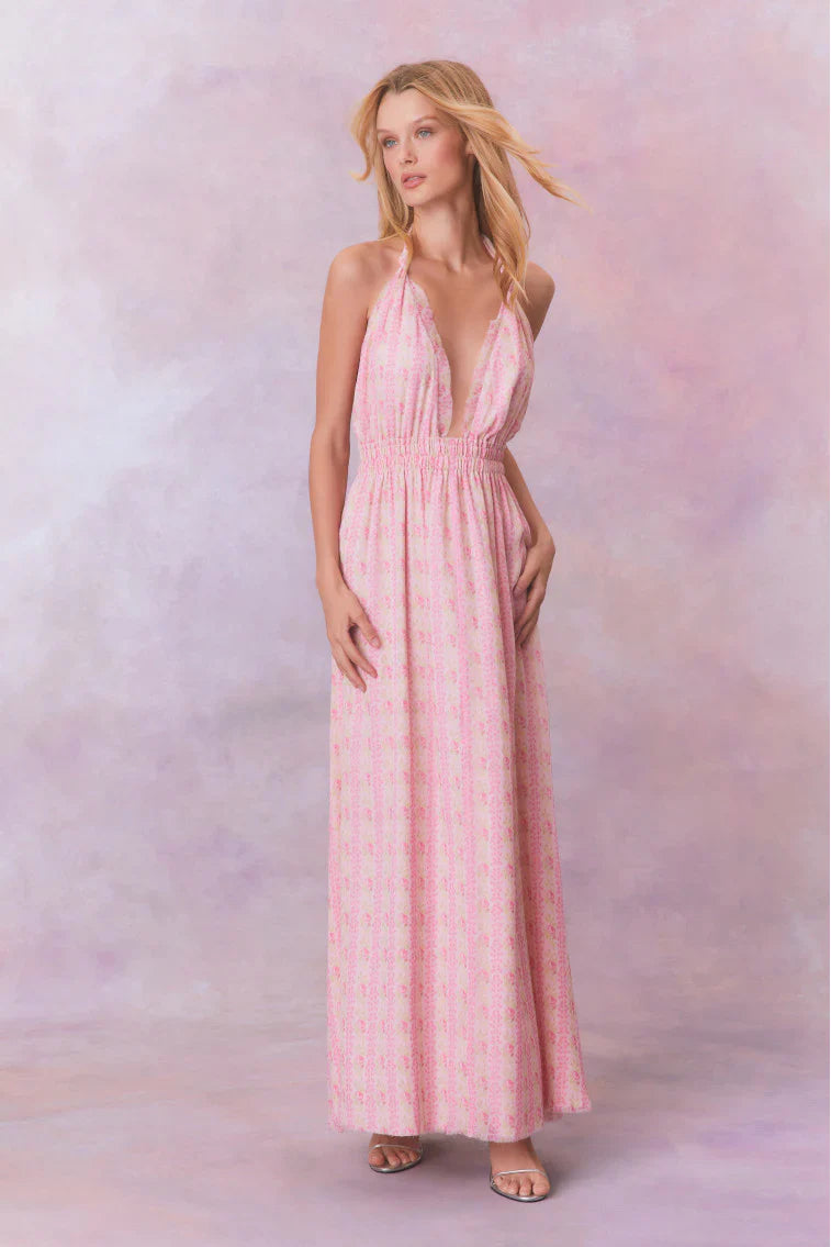 Love Heirloom Print Halter Maxi Dress