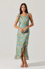 Isabelle Ruffled Cowl Neck Dress