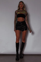 Last Call Fishnet Crop Top Black