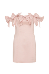 Rose Strapless Bow Mini Dress - Powder Pink
