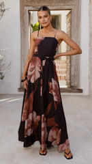 Carson Maxi Dress - Black/Wine Floral