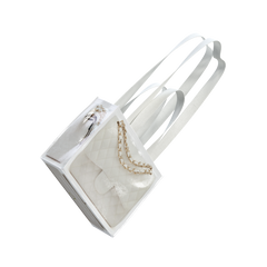 GroceryBags Creative imitation platinum bag printed woven bag cobalt white small fitness leisure bag