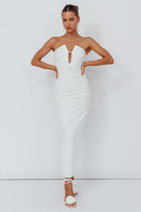 Deonne Twist Waist Midi Dress White