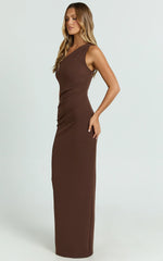 Criselda Maxi Dress One Shoulder Maxi Dress in Chocolate