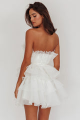 Bon Bon Tiered Organza Mini Dress White