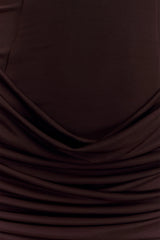 Mattea Slinky And Mesh Mini Dress With Scarf - Dark Chocolate