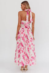 El Corazon Halterneck Dress Floral Pink