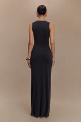 Kassidy Peached Jersey Maxi Dress - Black