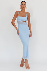 Romany Cut-Out Waist Maxi Dress Light Blue