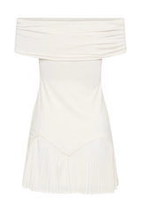 Melina Slinky Off Shoulder Mini Dress - Ivory