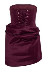 Sasha Taffeta Strapless Corset Mini Dress - Plum